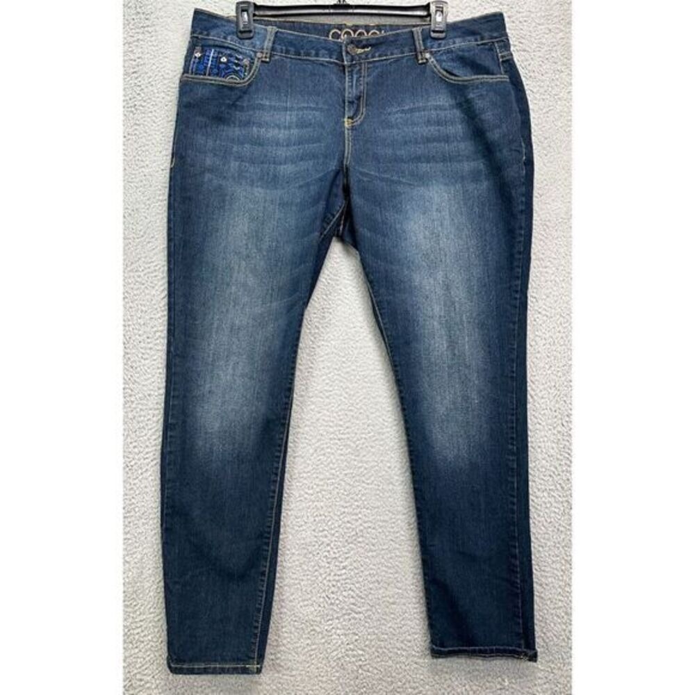 Coogi Jeans Womens 22W Plus Blue Distressed Slim Skinny Denim High Rise Ladies